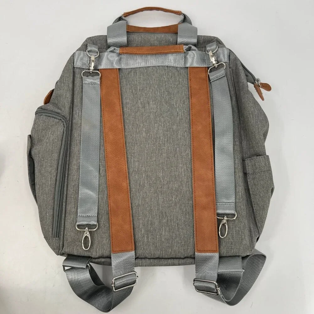 Gray 2-in-1 Diaper Bag Backpack | Adjustable Straps & Zip Closure